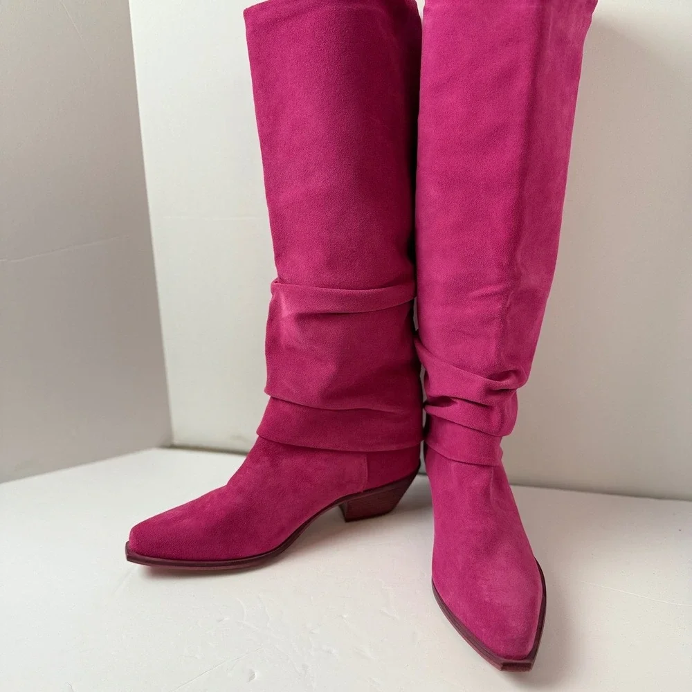 Free People Take Me To Tucson‎ Pink Suede Slouch Boots $350